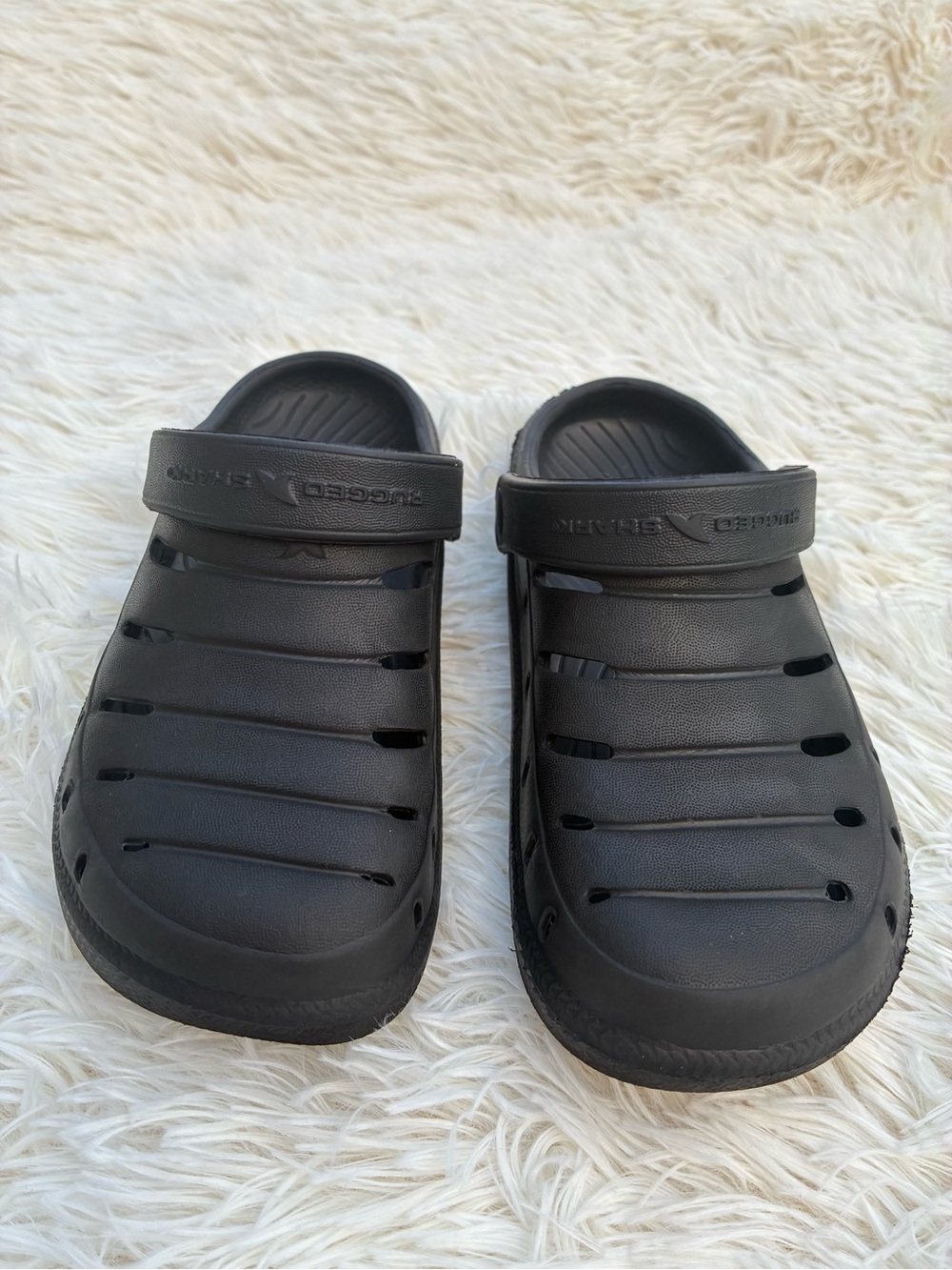 Black Slip-On kids Clogs with Adjustable Heel Strap